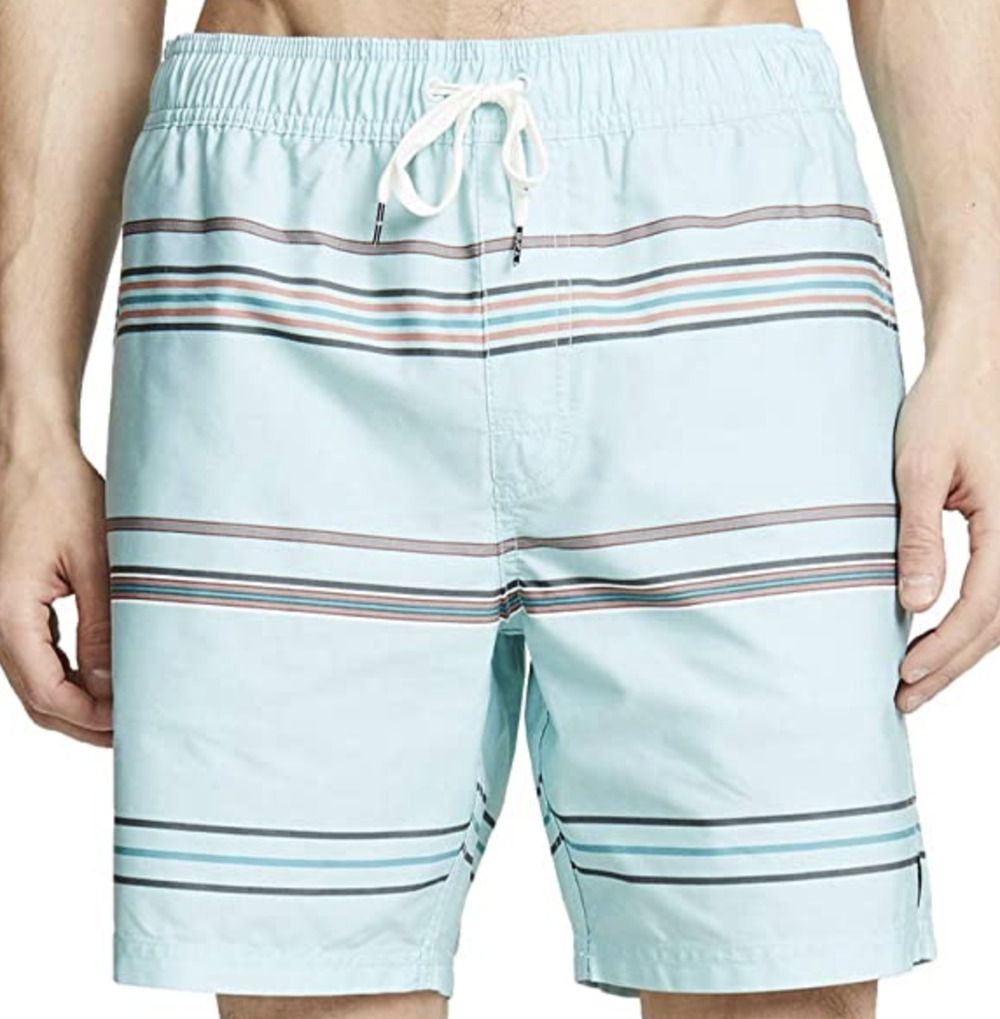 NEW RVCA INDUSTRY SHATTERED ETHER BLUE STRIPE TRUNK BOARDSHORT SWIM SHORTS SZ M
